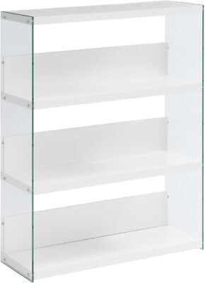 Convenience Concepts SoHo 4-Tier Wide Bookcase, White/Glass
