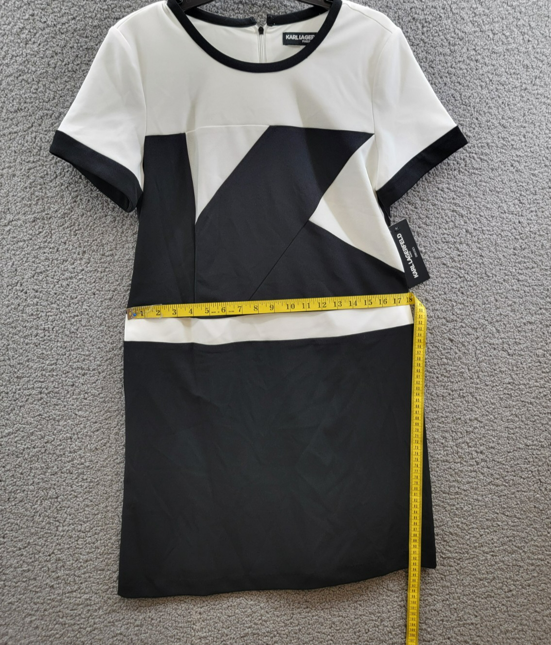Karl Lagerfeld Colorblocked Sheath Dress Women's 10 Black/White Back Zip Closure - Picture 6 of 15