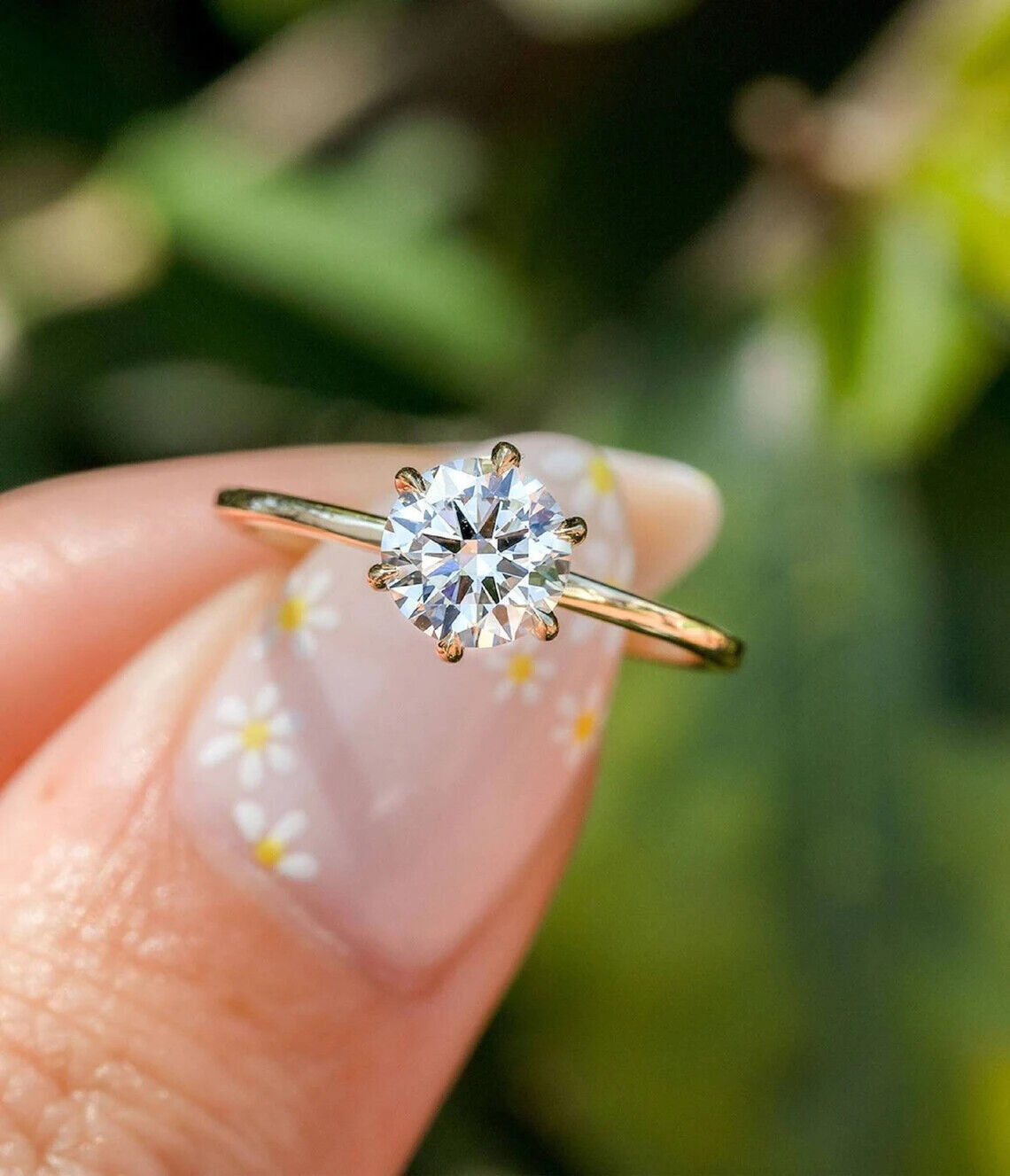 【HYERES LOR】24SS★ Lab Diamond 14K(Y) 1ct Solitaire Ring élan 1 ctw Round Lab Grown Diamond Classic Solitaire