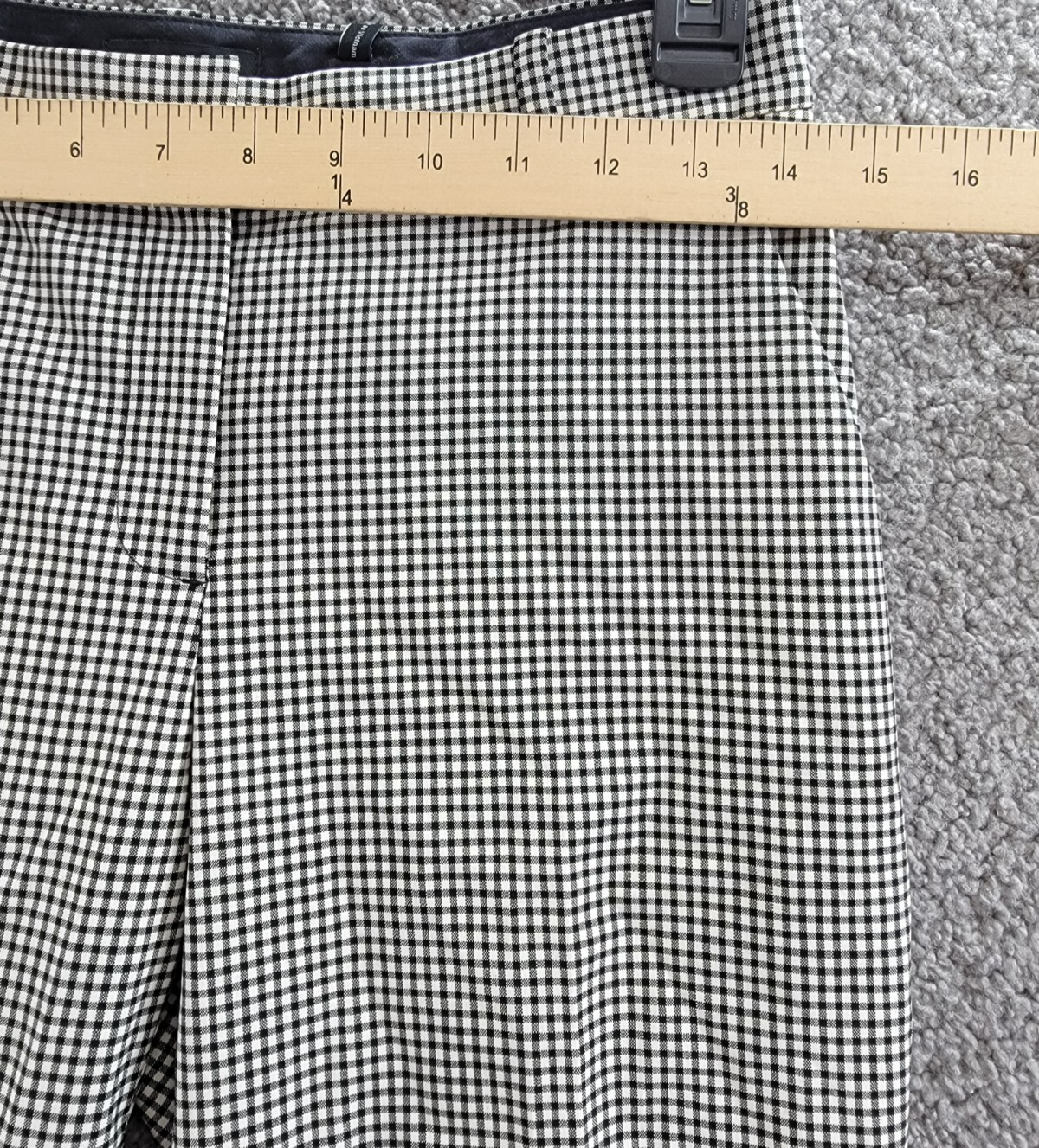 Theory Tailored Check Cropped Pants Women' 00 Black Multi Wool Blend Hook & Bar - Picture 5 of 18