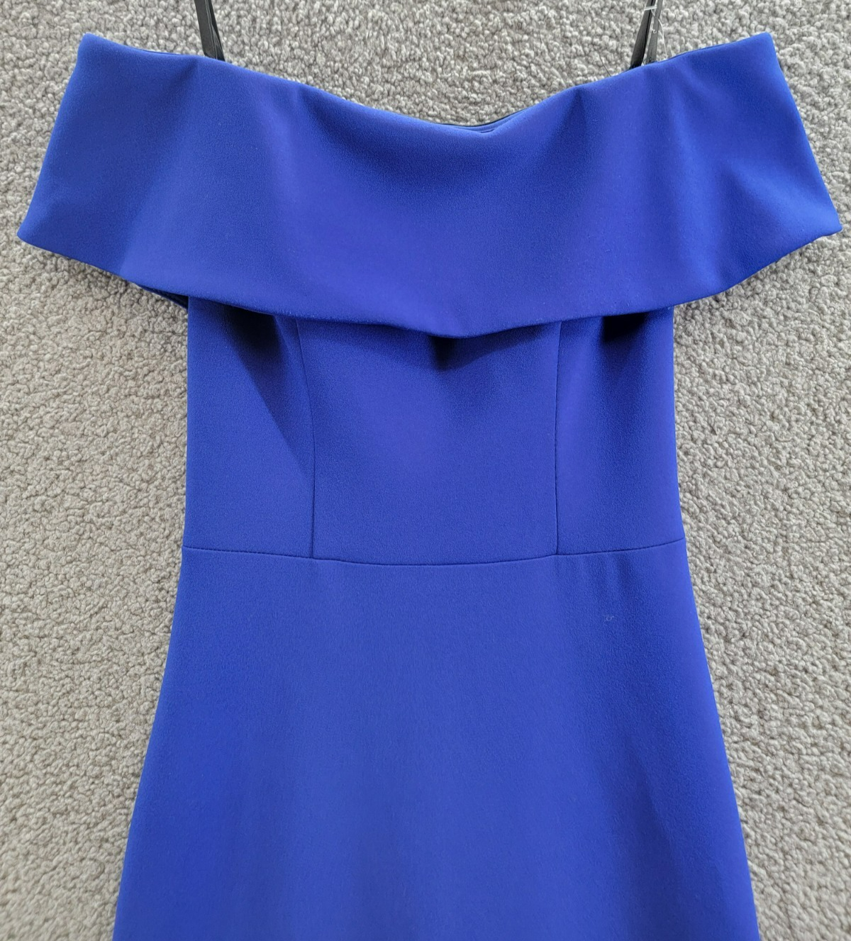 AQUA Off-the-Shoulder Scuba Crepe Gown Women's 2 Marine Back Zip Closure S/S - Picture 4 of 20