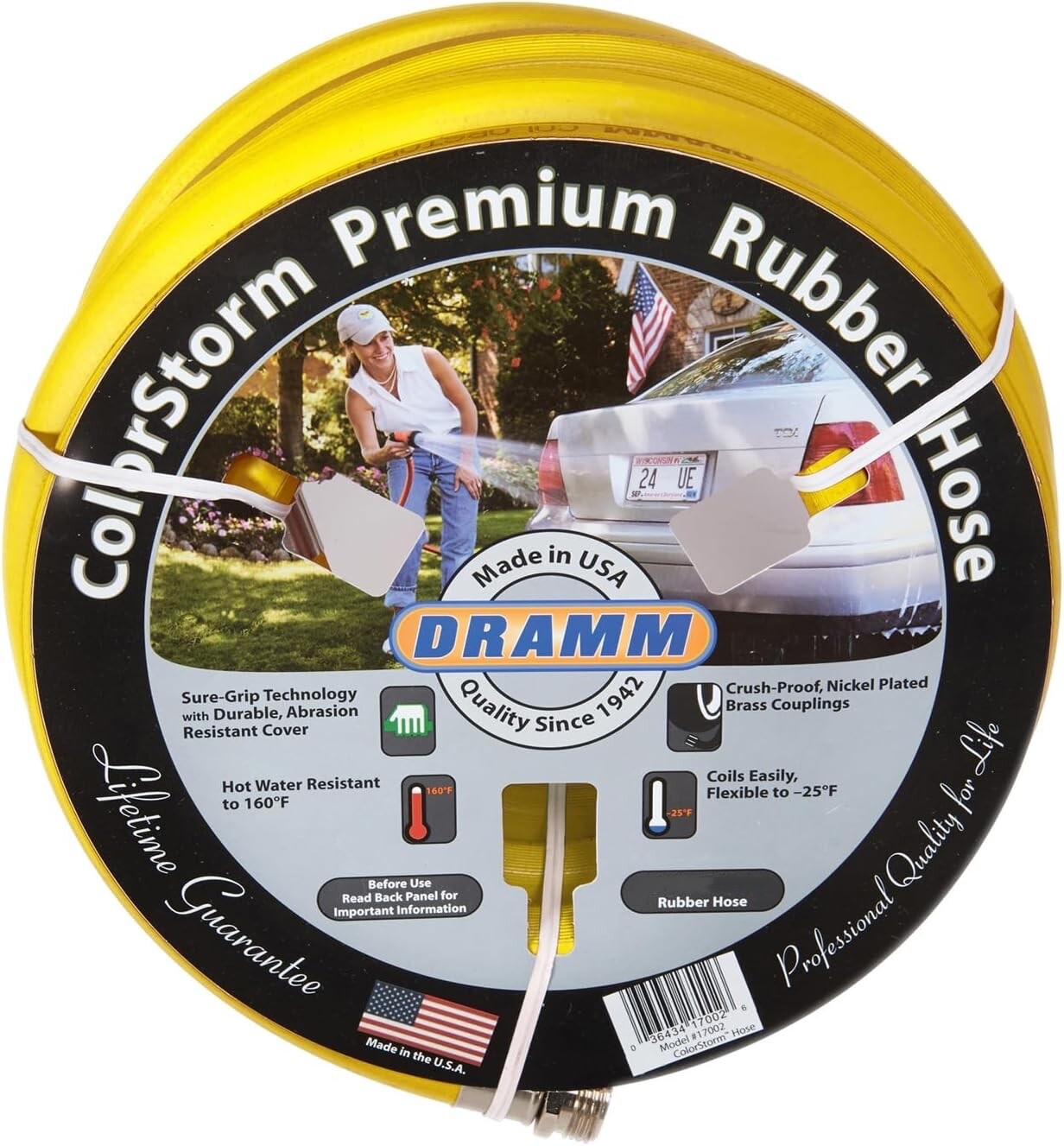 Dramm ColorStorm Premium Rubber Garden Hose - 5/8'' x 50', Durable & Flexible