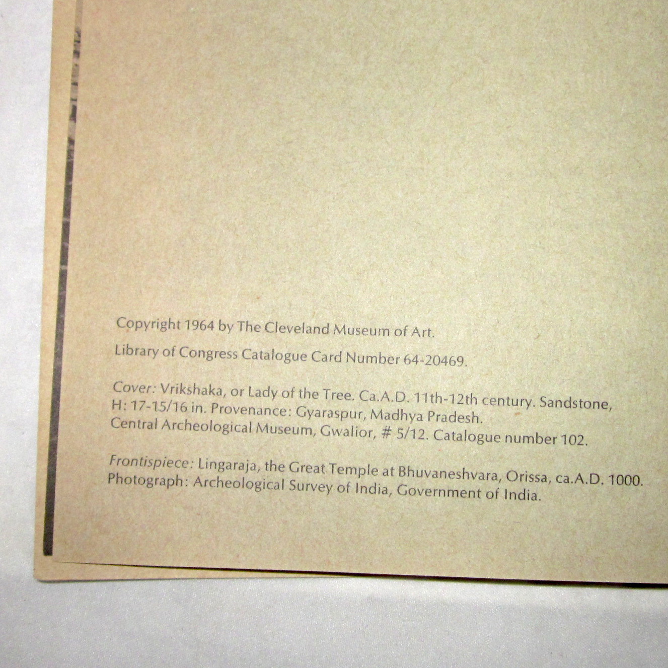Art Book Ancient Sculpture from India Cleveland Museum 1964 catalog