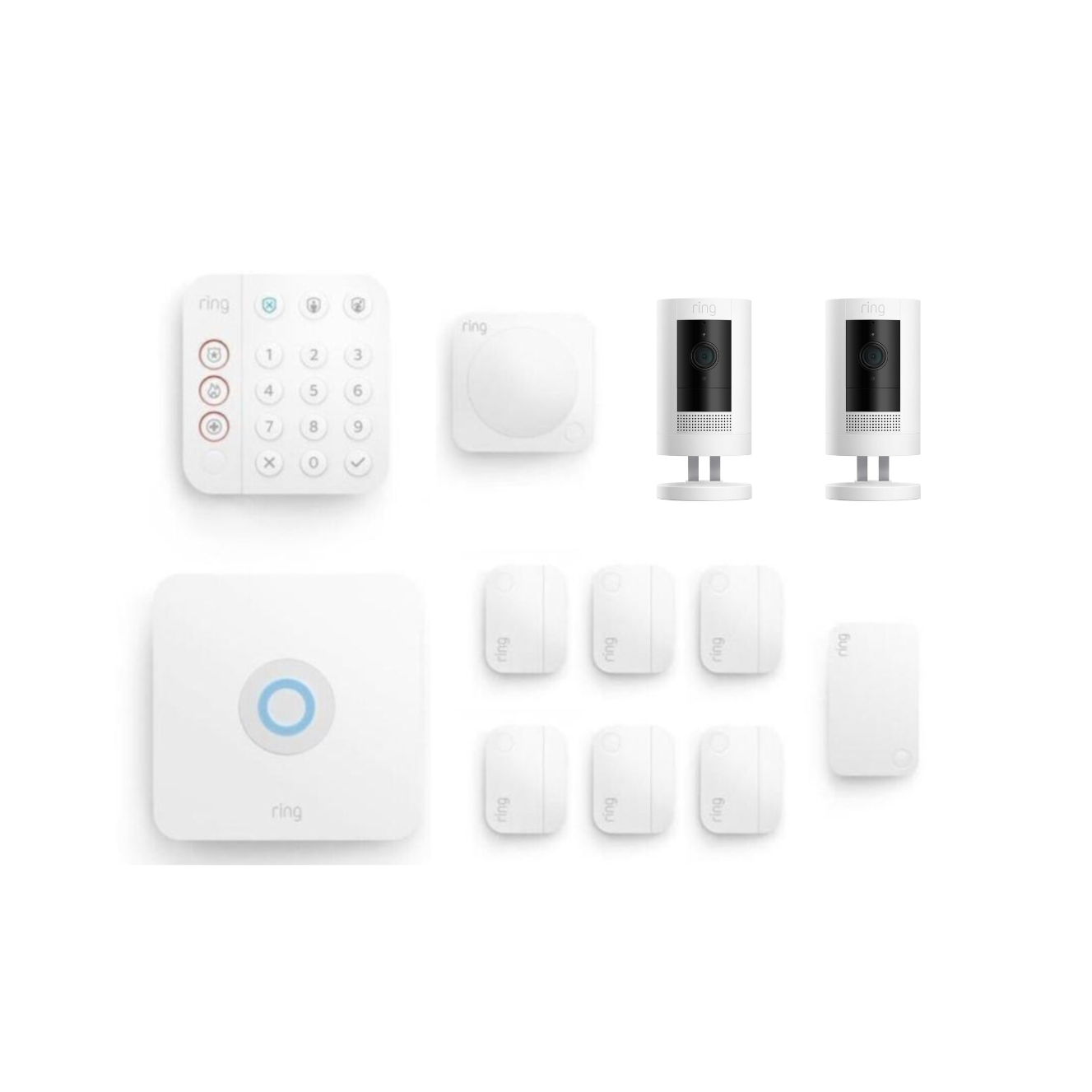 Ring Alarm 12 Piece Home Security System with Stick Up Cam Battery and Sensors
