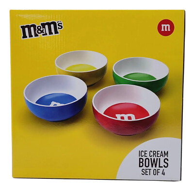 m&m s Ceramic Lentil Ice Cream Bowls Set of 4 Red Blue Yellow Green, Mars 2021