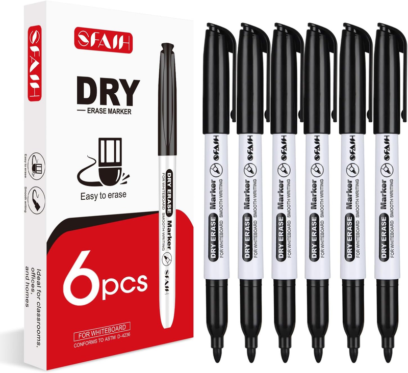 Fine Tip - 6 Pack Whiteboard Markers Dry Erase For Kids Adult