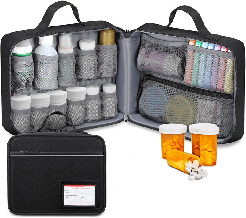 Pill Bottle Organizer Medicine Storage Bag Medication Travel Carrying Case Ma...