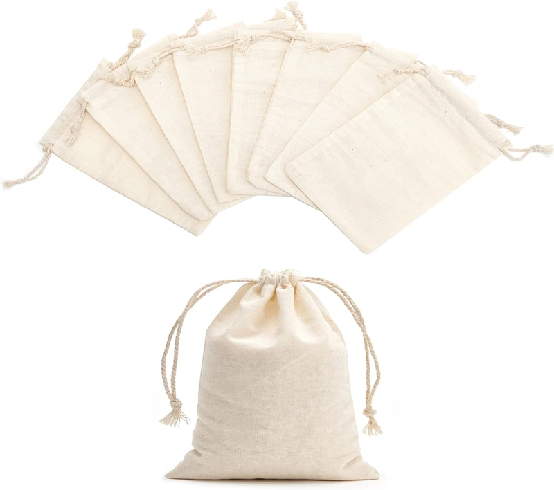 20 Pieces 3X4 Inches Cotton Drawstring Bags Reusable Muslin Sachet Bag for Party Wedding Storage Home Supplies