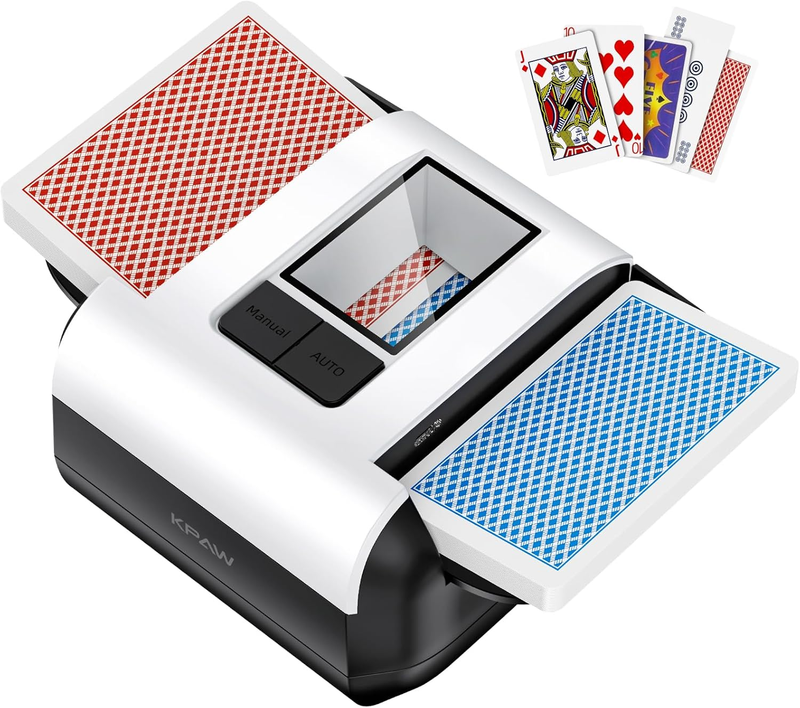 Automatic Card Shuffler for 1-2 Decks with Dual Modes, USB-C Rechargeable, Low N