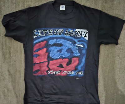 Life of Agony River Runs Red Vintage Rare L 90s Shirt Blue Grape Type O Negative