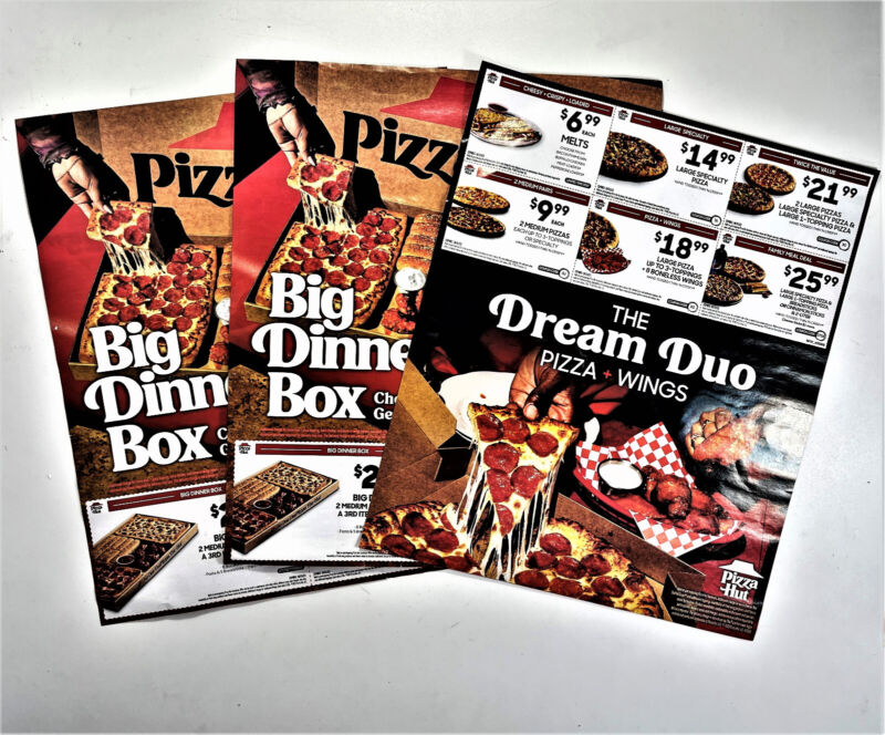 3 Sheets of PIZZA HUT Coupons  Expires 10-31-2023  The Dream Duo - Pizza & Wings