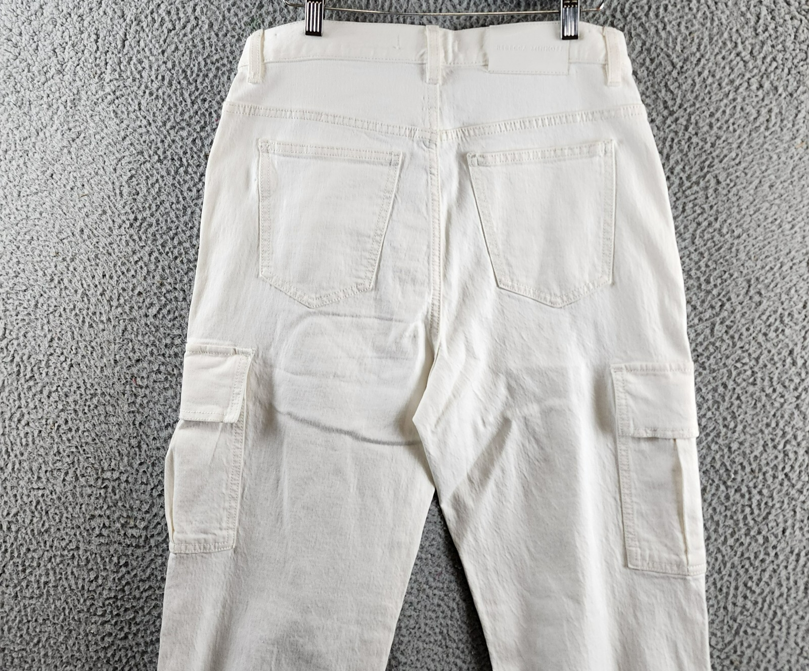 Rebecca Minkoff Relaxed Cargo Pants Women's 26 Alabaster Button Zip Closure - Picture 15 of 16