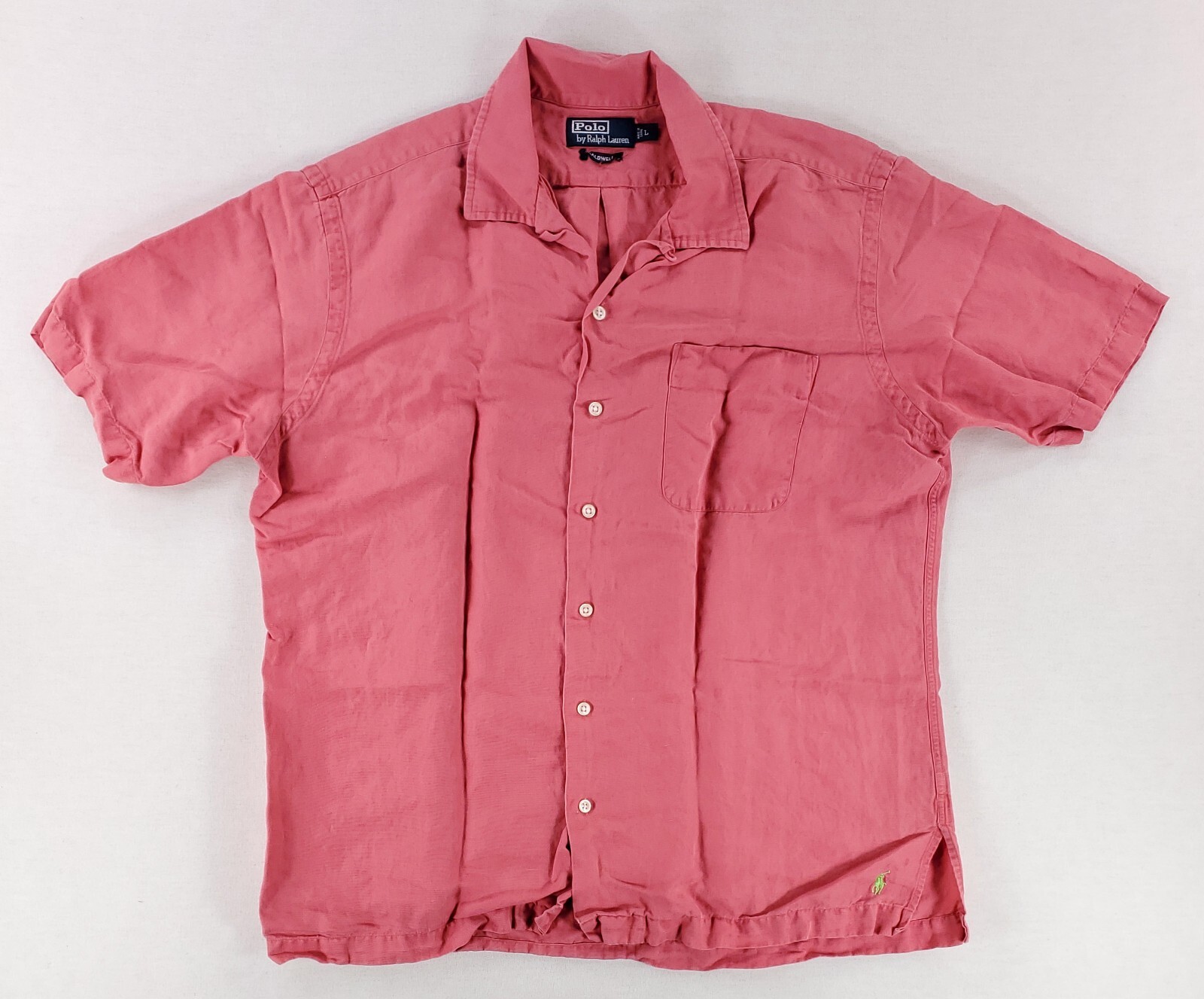 トップス 90s Polo by Ralph Lauren Caldwell pink Polo Ralph Lauren Caldwell Pink Camp Shirt Linen Silk Short
