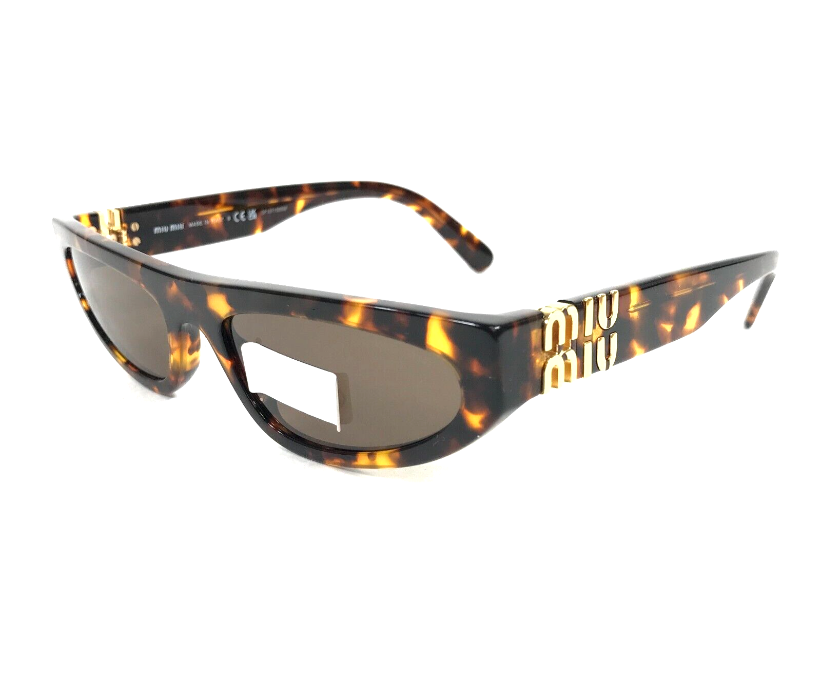 Pre-owned Miu Miu Sunglasses Smu07z Vau-06b Honey Havana Cat Eye Frames Dark Brown Lenses
