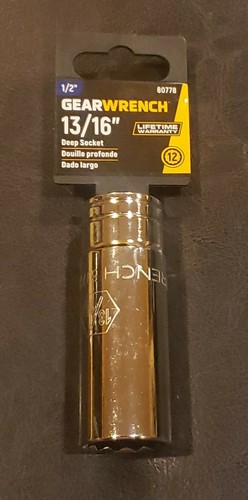 GearWrench 80778, 13/16" Deep Socket, 1/2" Drive, 12 pt., FREE SHIPPING 