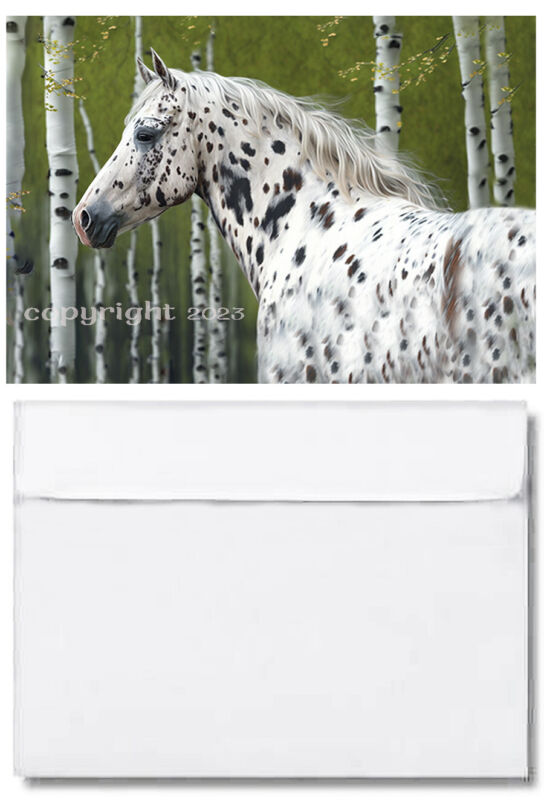 Appaloosa Horse in Birch Trees Greeting Card hand-crafted