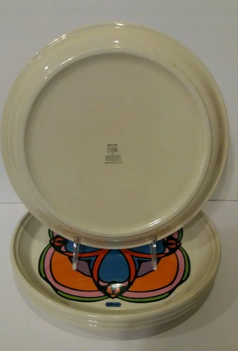 Vintage Iriquois China Peter Max Set of 4 Clover MCM Dinner Plates Syracuse NY