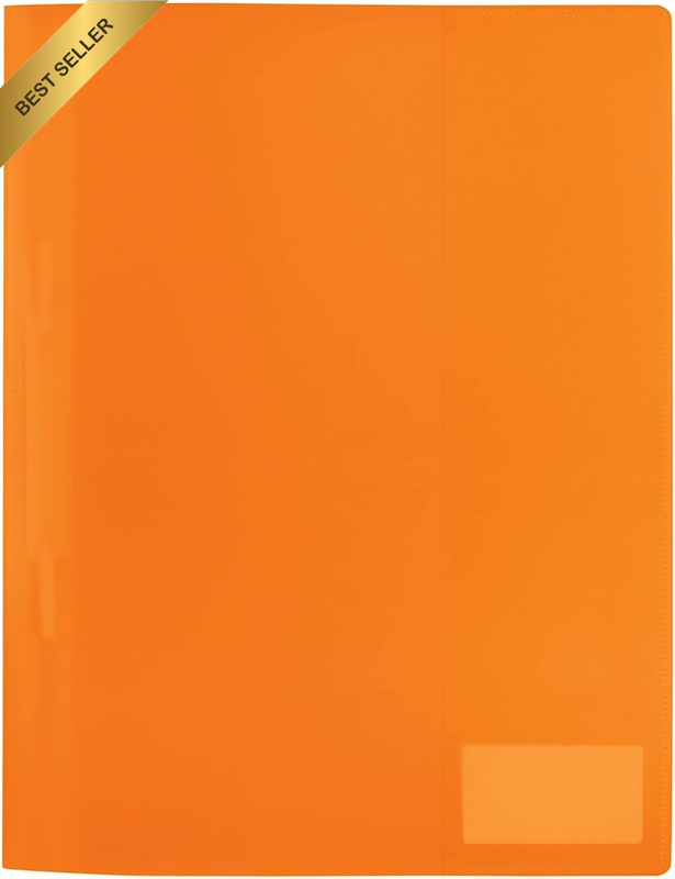 19489 File Folder A4 Translucent Orange, Pack of 3, Plastic Folder with Labellin