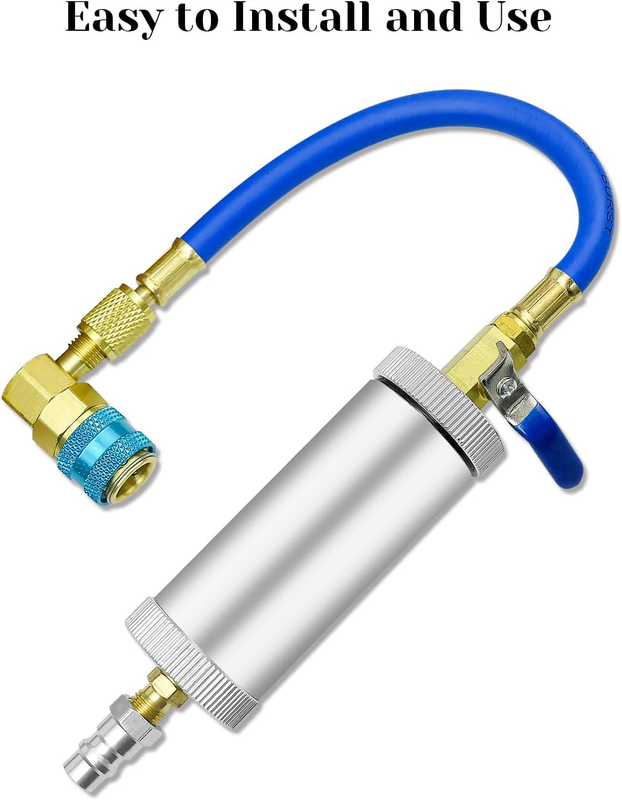 AC Oil Dye Injector, R134A Compressor Oil Injector Kit with Snap Quick Coupler,