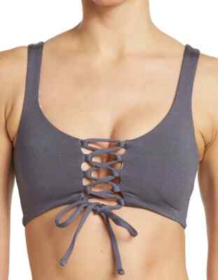 NEW MAAJI 'Petit Gris Danzel' 4-Way Lace-Up Bikini Top Size S Small Grey $72 