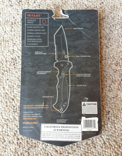 Gerber 06-F.A.S.T. Serrated Edge Knife Survivalist Camping Prepper Tool NOS