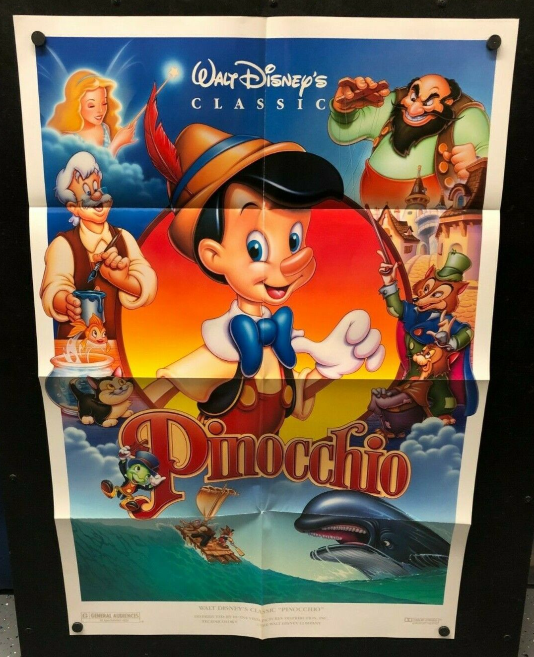 1992 Disney PINOCCHIO Movie Poster 27x40 Double Sided One