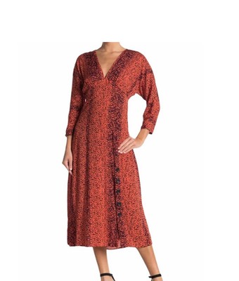 Angie Animal Print Midi Dress Long Sleeve S