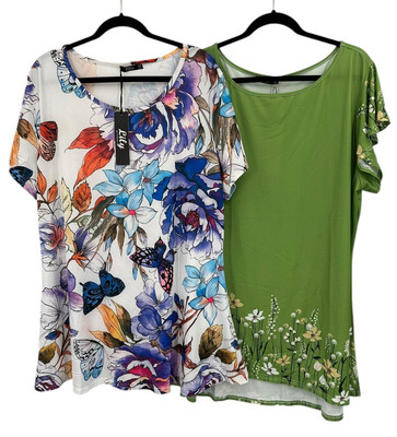 Lily by Firmiana Tunic Top Size 2X Floral Print Colorful Green Multi Bundle Lot