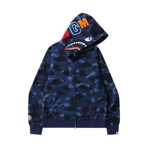 トップス BAPE ABC CAMO DUBLE SHARK HOODIE BLUE M Full Zip Hoodie Bape ABC Camo Shark SS23 Blue | Limited Resell
