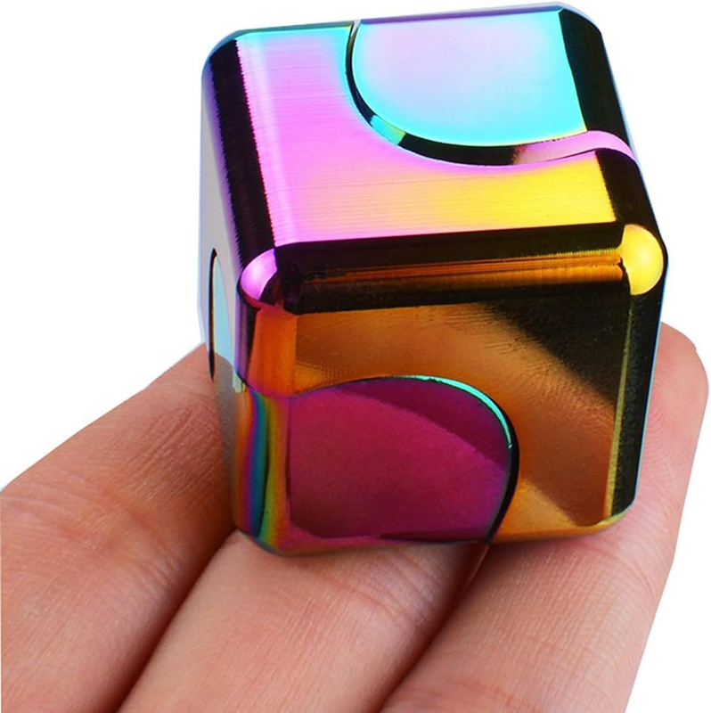 Metal Cube Spinner Fidget Toy Iron Fingertips 3D Puzzle Gyro Gear Sensory anti S