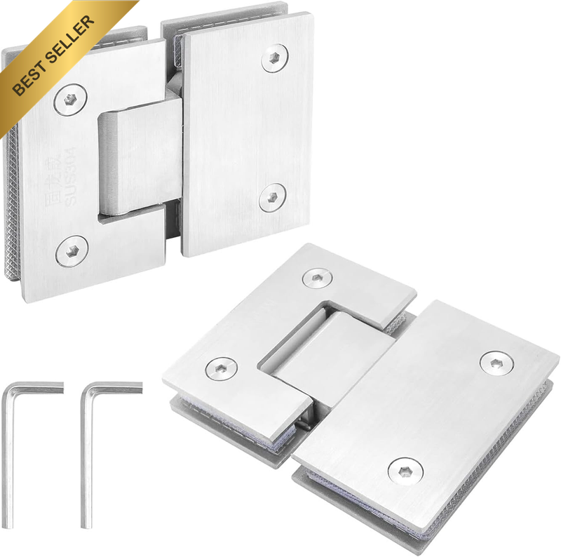 2 Pack Frameless Glass Shower Door Hinges Brushed Shower Door Hinges Heavy Duty