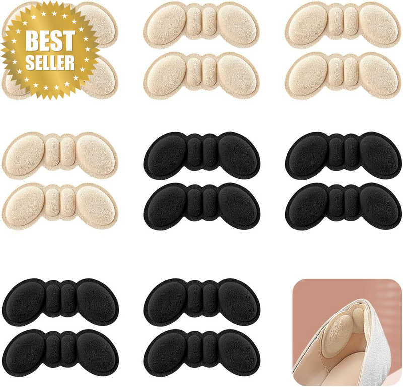 8-Pairs Unisex Shoe Heel Pads, Suitable for Shoes That Are Too Loose and Too Big