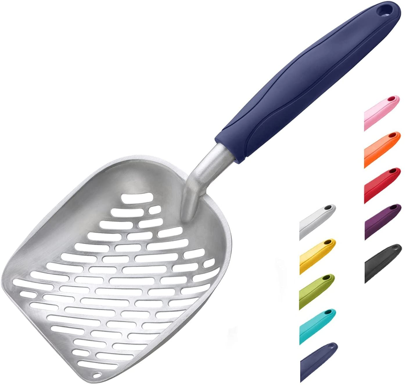 Aluminum Cat Litter Scoop with Long Handle, Turkish Blue