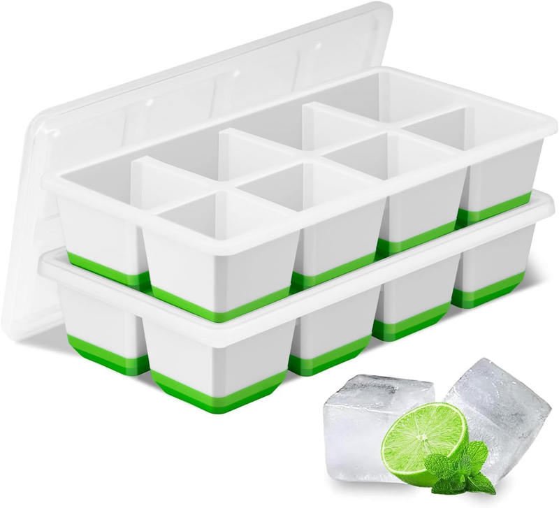 Large Ice Cube Trays 2 Pack, Silicone Easy-Release and Flexible Ice Cube Molds w