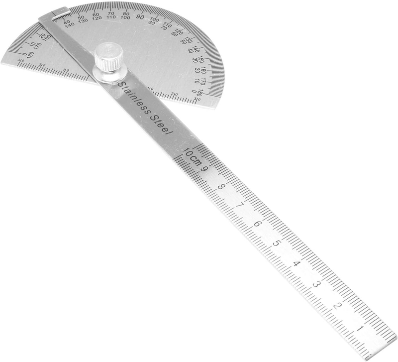 DGZZI Stainless Steel 0-180 Degree Protractor Angle Finder Rotary Arm Measuring