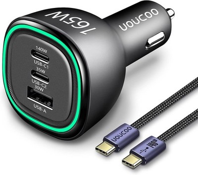 165W USB C Car Charger Fast Charging,UOUCOO Type C PD3.1 140W... 