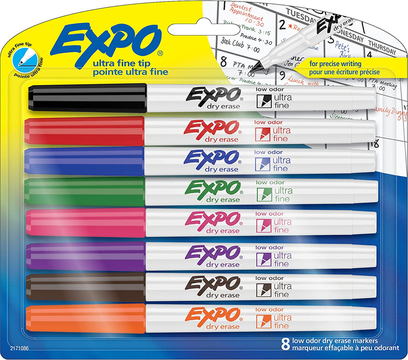 EXPO Low Odor Dry Erase Markers, Ultra-Fine Tip, Assorted Co