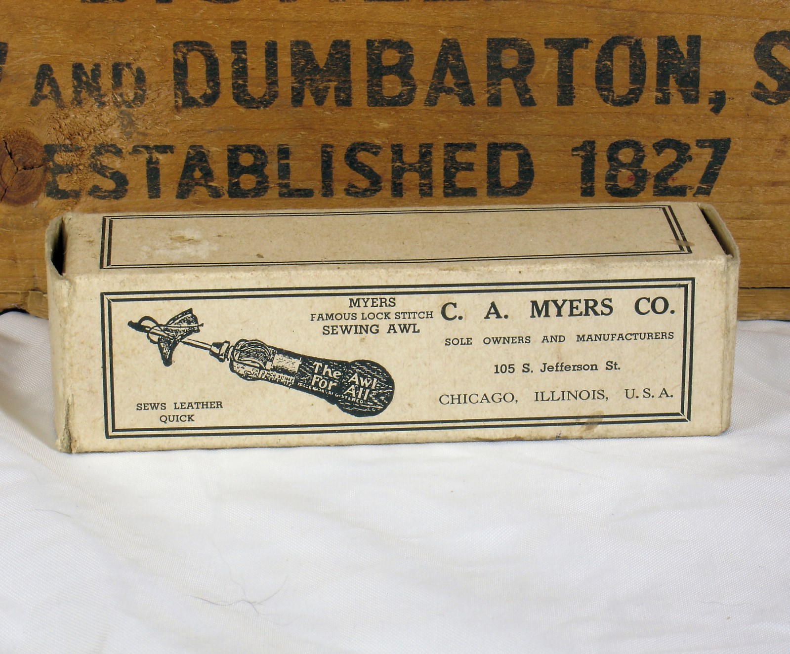 C. A. Myers Co. The Awl For All Famous Lock Stitch Sewing Awl in Original Box