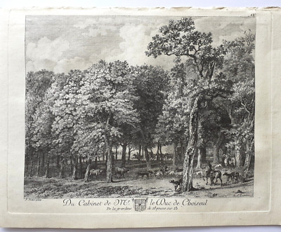 THE FOREST AT THE HAGUE - 18thC ETCHING by BALTHASAR DUNKER after PAULUS POTTER
