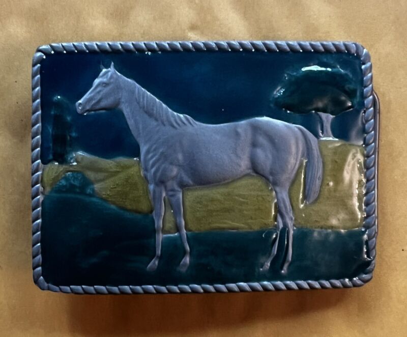 Horse Rectangle Belt Buckle New Approximately 3 1/4" X 2 3/8"