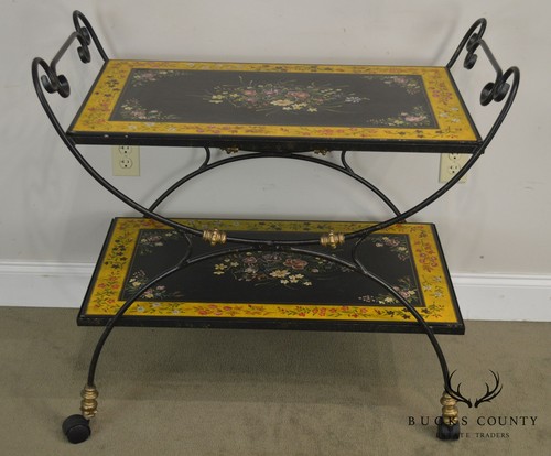 Sarreid Paint Decorated Iron Serving Cart