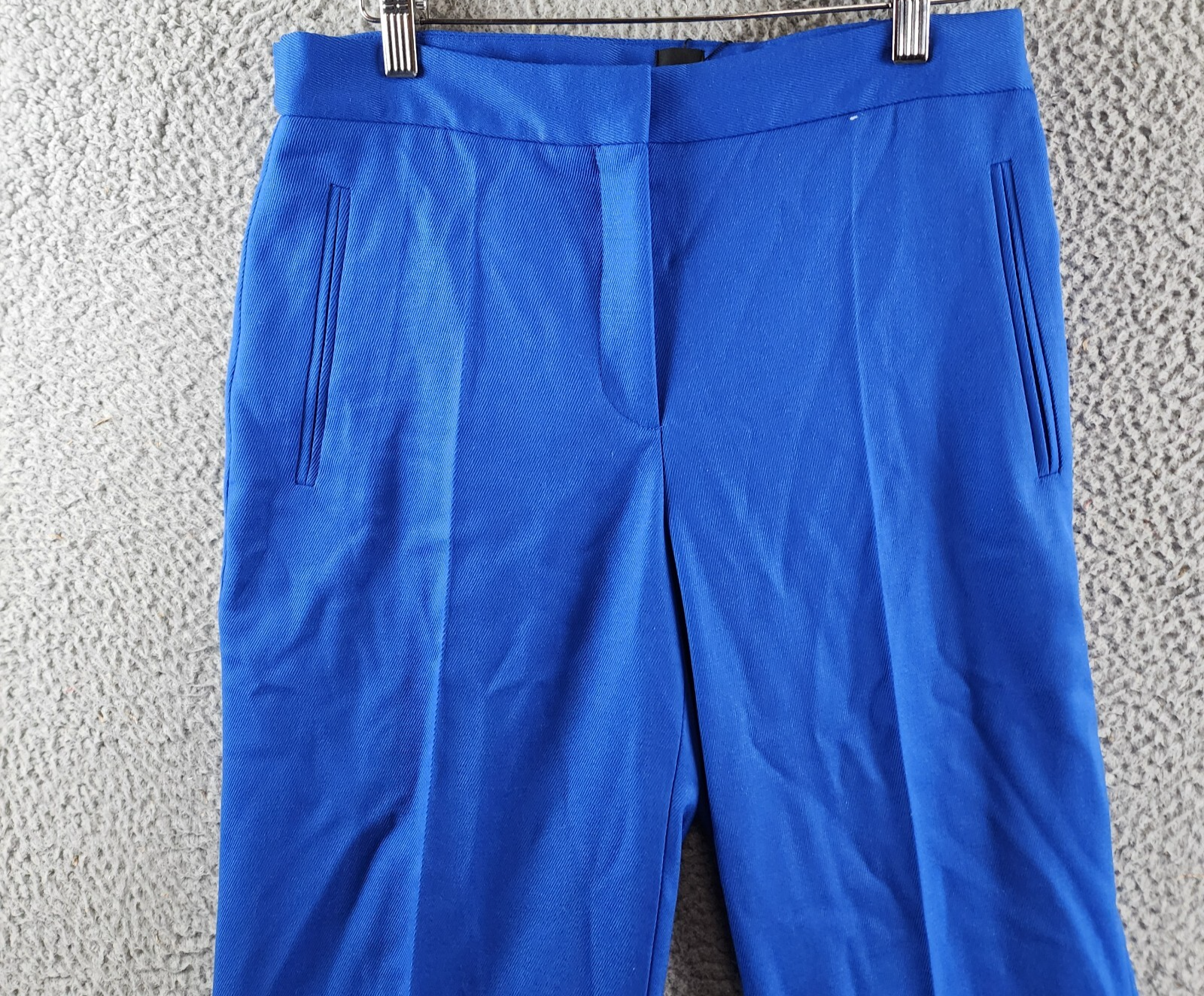BOSS Talia Wool Blend Flare Leg Pants Women's 8 Bright Blue Solid Side Pockets - Picture 4 of 15