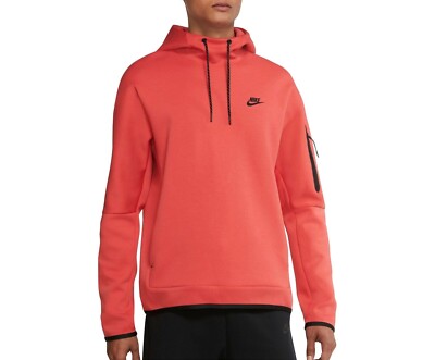 Nike Tech Fleece Pullover Hoodie Orange Lobster Mens SZ L DD5174 605 NWT $110
