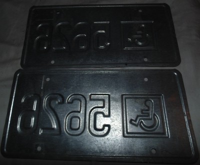 Nebraska License Plates, Set of (2) Handicap, 2002 Sticker, HOT, RAT ROD, (T)