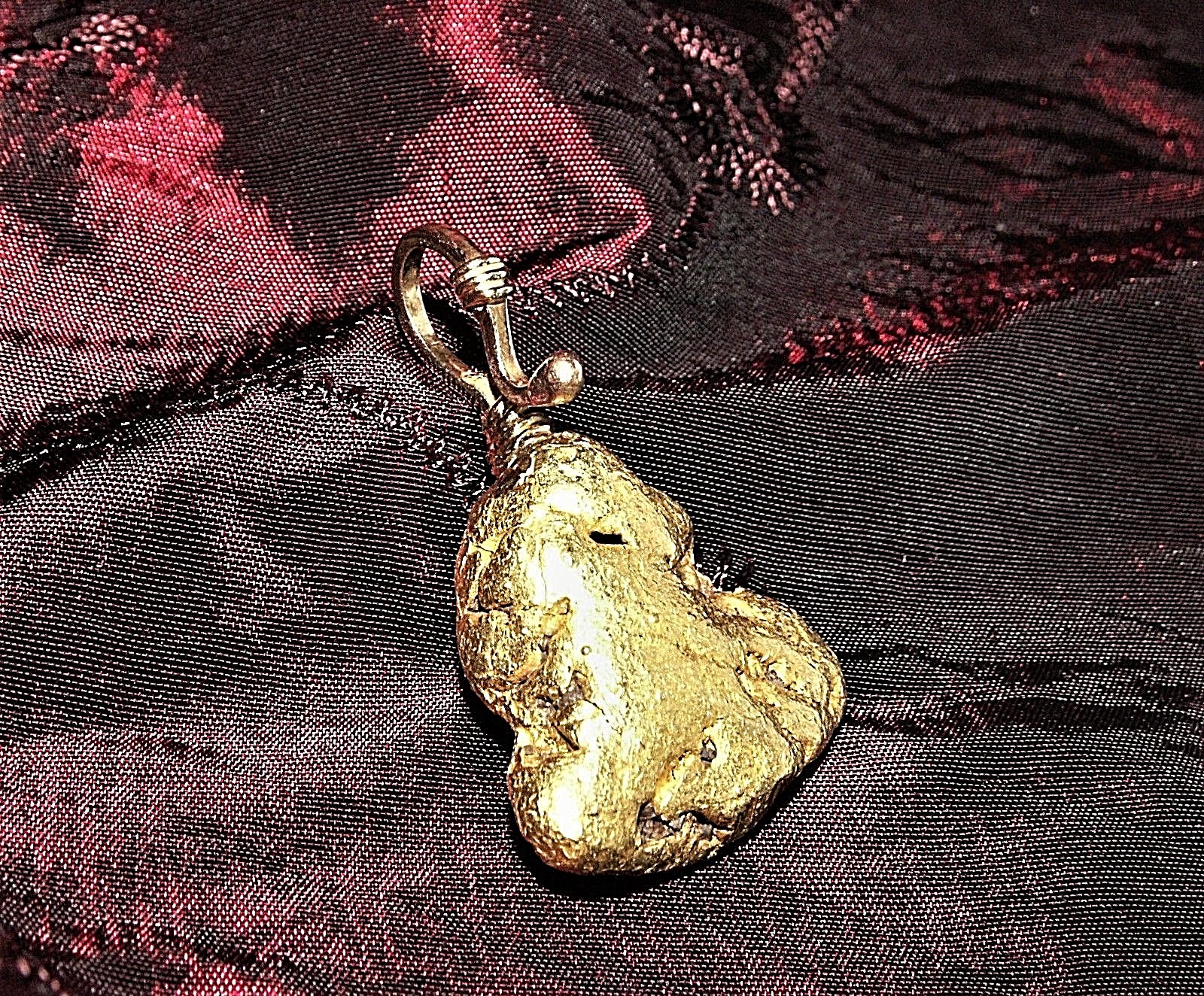 Genuine Natural Gold Nugget Pendant with Handmade Bail , 19.99 gms, 22K
