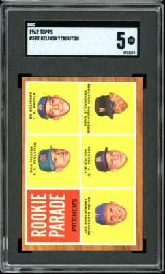 1962 Topps #592 Jim Bouton Rookie Pfister/Belinsky/Bonikowski/Stenhouse SGC 5 EX