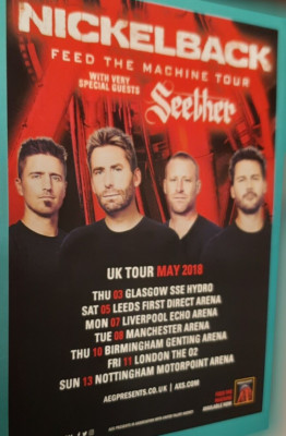 NICKELBACK LIVE CONCERT FLYER 2018 ROCK METAL gig promo, UK tour, WITH SEETHER