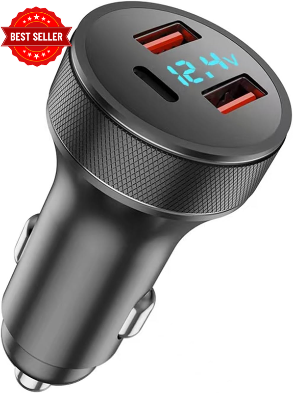 USB C Car Charger 72W PD3.0 Dual QC 3.0 3 Port USB Fast Charging Adapter, Mini M