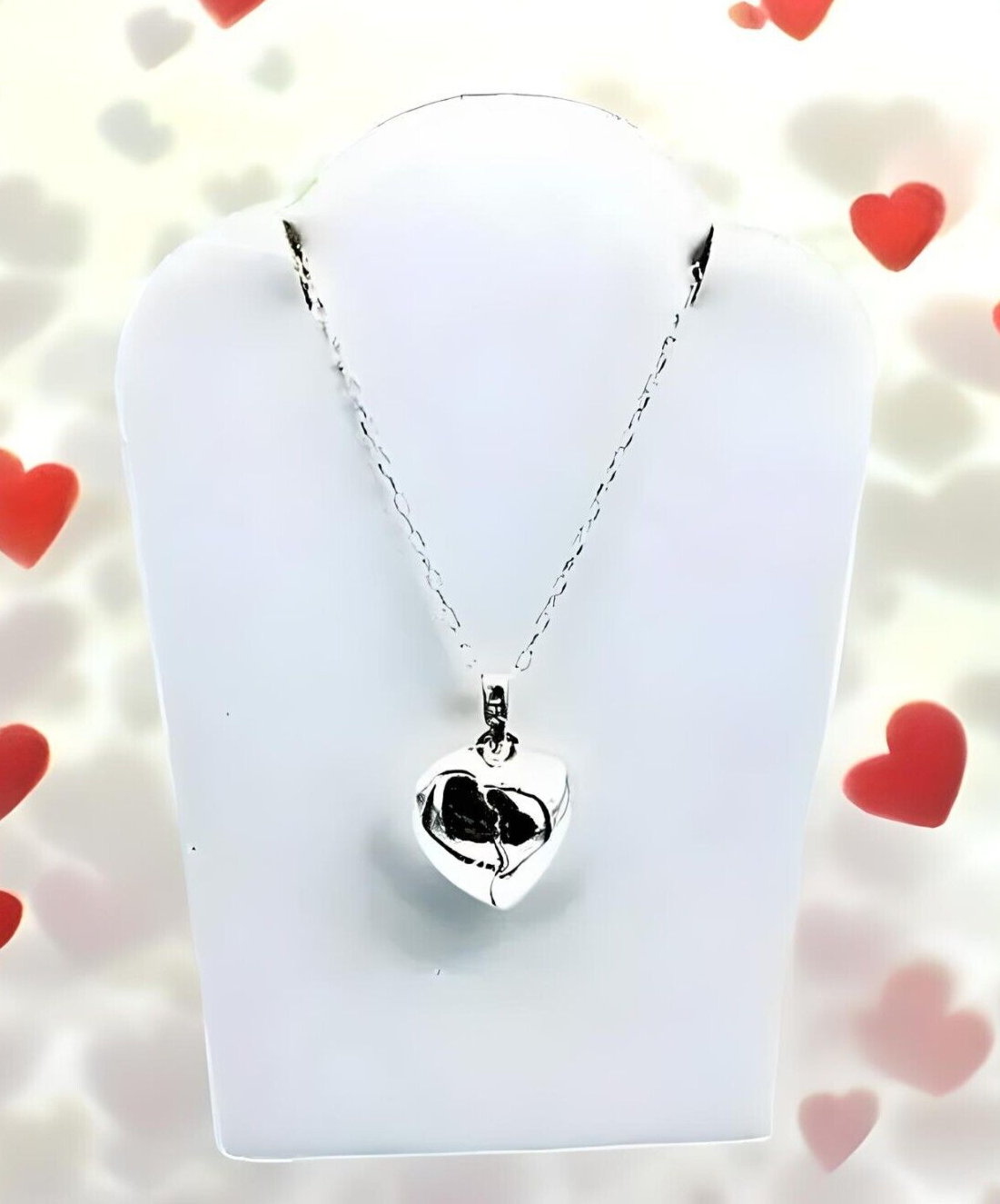925 Sterling Silver Broken Heart Lightweight Pendant, Chain