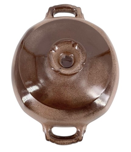 MCM Frankoma Pottery Brown 2 Qt Baker Casserole Dish Plainsman Open Handles 5V